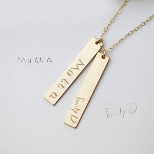 Collar con barra de escritura a mano // Collar personalizado con escritura para mamá de niños // Collar con firma personalizada