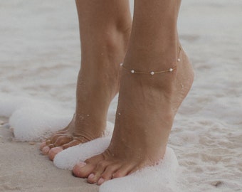 Pearl Anklet | Pearl Anklet, Pearl Ankle Bracelet, Dainty Anklet, Wedding Bridal Jewelry, Boho Summer Jewelry