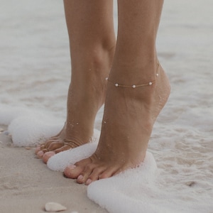 Pearl Anklet | Pearl Anklet, Pearl Ankle Bracelet, Dainty Anklet, Wedding Bridal Jewelry, Boho Summer Jewelry