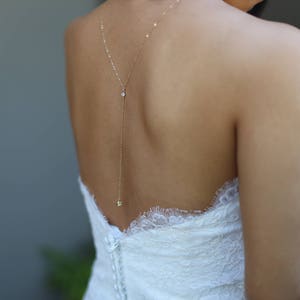 Wedding Dress Back CZ Drop Necklace // Bridal Jewelry for wedding dress // Back chain Y Lariat Necklace Jewelry Necklace for Backless dress