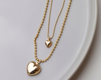 Puffy Heart Necklace // Valentine's gift for her // Mommy & Me necklace