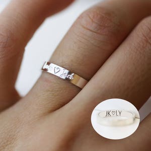 Personalized rings / Ring with custom engraved / inside engraving / handwriting ring / Silver band ring wedding ring / personalized jewelry