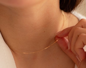 Dainty Chain Necklace / Super Dainty Chain Necklace / 14k Gold Fill, Sterling Silver, Rose Gold