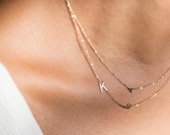 14K Gold Initial necklace Sideway Initial necklace Personalized Asymmetrical 14k solid gold initials necklace Valentine 39 s gift