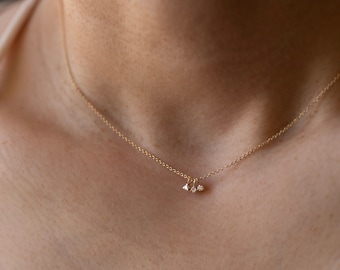 Baby Diamond Solitaire Necklace   •  14k gold Diamond Necklace • Simple Diamond Necklace • Delicate Everyday Jewelry • Mom Gift