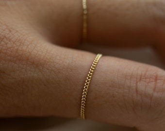 Dainty Curb Chain Ring in 14k Gold | 14k Dainty Chain Ring | Barely there ring Gold rings | chain rings | Simple stackable chain ring