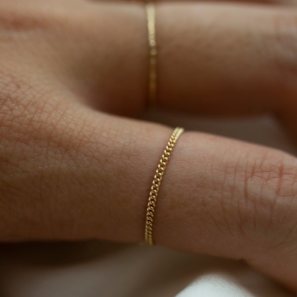 Dainty Curb Chain Ring in 14k Gold | 14k Dainty Chain Ring | Barely there ring Gold rings | chain rings | Simple stackable chain ring