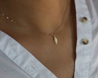 14K Gold Blatt Halskette // Schmuck Geschenk für Sie // 14K Massiv by E&E PROJECT