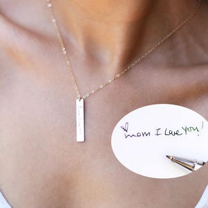 Personalized Signature Jewelry // Gold Handwriting Bar Necklace// Keepsake Jewelry // Actual Handwriting Meaningful Necklace