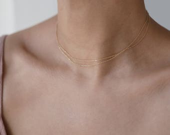 Super Dainty wrap Necklace // simple and delicate thin Chain Necklaces in gold filled or sterling silver // Valentine's Day Gift for Her