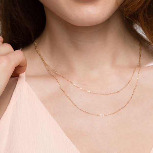 Dainty Double chain layered necklace //simple delicate thin wrap Chain Necklace in gold filled or sterling silver