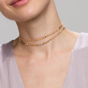 Coin Tattoo Choker with CZ  // Bohemian Choker Necklace //Dainty Necklace //EC9