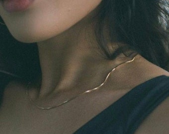 14k Solid Gold Classic Box Chian | Shinny Chain | Modern Chain Necklace | Minimalist Jewelry by E&E PROJECT