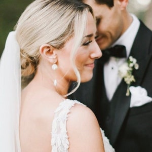 Organic Pearl Drop Earring | Pearl Long Dangle Earring | Bridal earrings | Organic pearl stud earrings | Wedding day Earrings