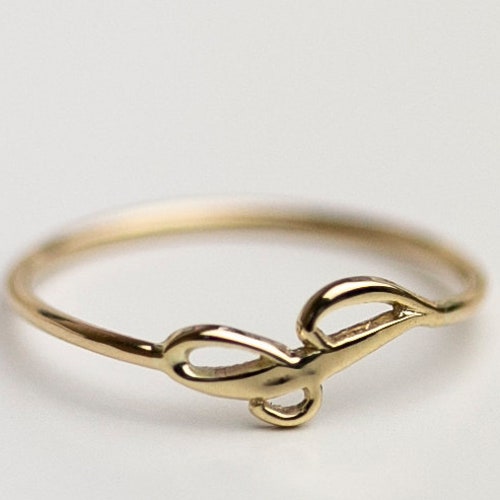 14k Cursive Letter Ring / Dainty Initial Ring in 14k Solid | Etsy
