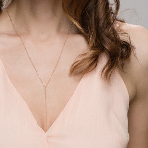 Simple Chain Necklace - Y Lariat necklace in 14K Gold filled or Sterling Silver  EL001