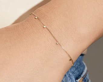 Shaker Chain-armband | Perfect verjaardagscadeau voor haar | Fijne armband | 14k massief gouden kettingarmband, perfect voor dagelijks gebruik