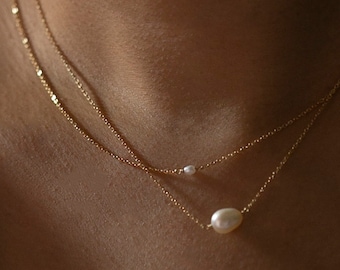 Fresh water pearl Necklace / Pearl necklace / short necklaces / Tiny pearl necklace gold filled and sterling silver