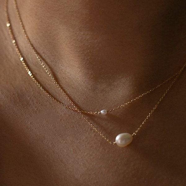 Fresh water pearl Necklace / Pearl necklace / short necklaces / Tiny pearl necklace gold filled and sterling silver