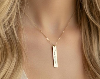 Personalized Signature Jewelry // Gold Handwriting Bar Necklace// Keepsake Jewelry // Actual Handwriting Meaningful Necklace Christmas Gift