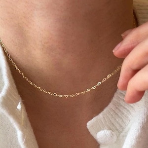 Dainty Heart Chain, Heart Link Chain Necklace, Gold Heart Necklace, 14k Gold Filled Mini heart link chain necklace Valentines gift for her