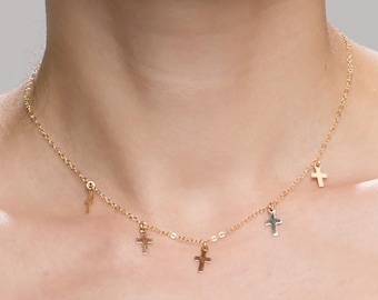 Cross Choker Necklace // Simple Cross Necklace // Dainty necklace