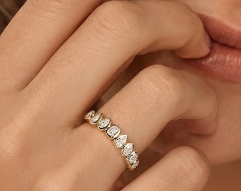 Multi Shape Diamond Bezel Ring