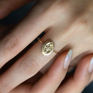 Virgin Mary Ring | Religious Jewelry | Mary Ring in Gold filled and Sterling silver | Miraculous Medal Ring •  Gift for Her