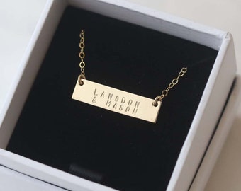 Mothers Necklace//Personalized gold bar necklace //Customized name bar necklace , Mothers day Gift
