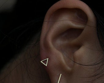 14K Mini Triangle earrings // Solid 14K gold series // Minimalist gold earrings // jewelry gifts for her // Simple studs // Simple earrings