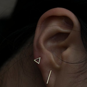 14K Mini Triangle earrings // Solid 14K gold series // Minimalist gold earrings // jewelry gifts for her // Simple studs // Simple earrings