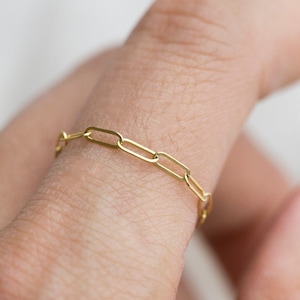 Chain Ring / Flat Bar Link Chain Eternity Band Ring / Gold rings / silver rings / Simple stackable chain ring