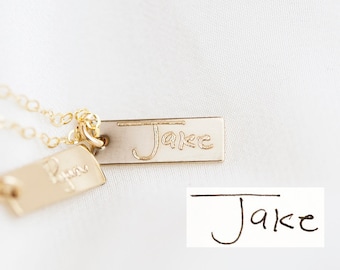 Personalized Handwriting  Mini Bar Necklace /  Mini Drop Bar Necklace with actual handwriting  - Custom name plate necklace, Mom necklace