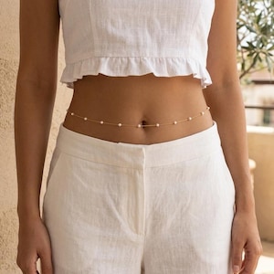 Fresh water pearl Belly Chain || 14K Gold filled Pearl body chain / belly chain Dainty beach jewelry