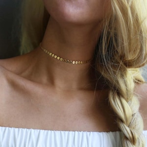 Choker Necklace // Bohemian Coin Disc Choker Necklace // Coin Tattoo Choker Necklace // E&E PROJECT