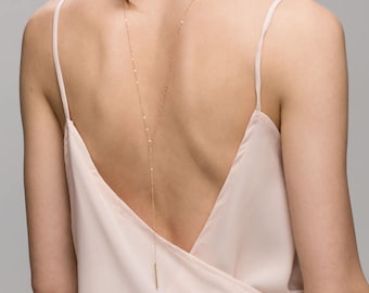 Simple Back Necklace // Wedding Dress Bridal Jewelry for Low Back Dress, Dainty Beck Drop Necklace  EL028B