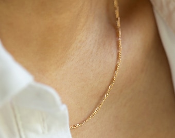 Collier chaîne Figaro délicat | Collier simple superposé en or Collier à maillons délicats