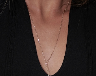 Simple Chain Lariat - Y necklace in 14K Gold filled or Sterling Silver  • Christmas Gift for Her