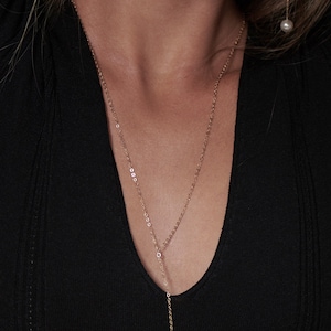 Simple Chain Lariat - Y necklace in 14K Gold filled or Sterling Silver  • Valentine&#39;s Day Gifts