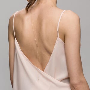 Mini Ball Back Necklace // Bridal Jewelry for Low Back Dress, Gold or Sterling silver Back Necklace image 2