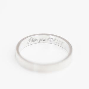 Secret message wedding band in Sterling Silver/ Personalized message ring Inside engraved Ring Customizable Ring image 2