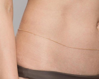 Funyrich Simple Beads Belly Waist Chain Bikini Body Chain Gold Beach Chain Jewelry for Women and Girls Gold