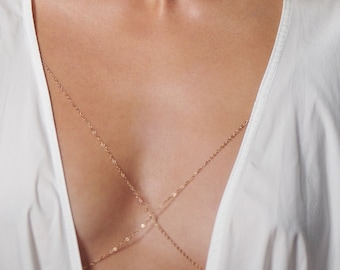 Bra Chain / chain bra bodychain // gold chain bralette // beach body jewelry // Festival Jewelry