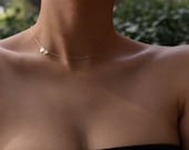 Personalized gold double heart necklace - Side heart necklace initial necklace sideway necklace Gift for her EP025