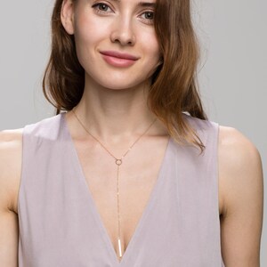 Long Halo Lariat Y Necklace / Gift for Her / Long Lariat Y Necklace image 3
