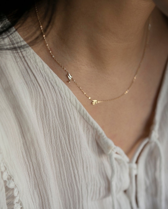 14K Gold Cursive Initial Necklace 