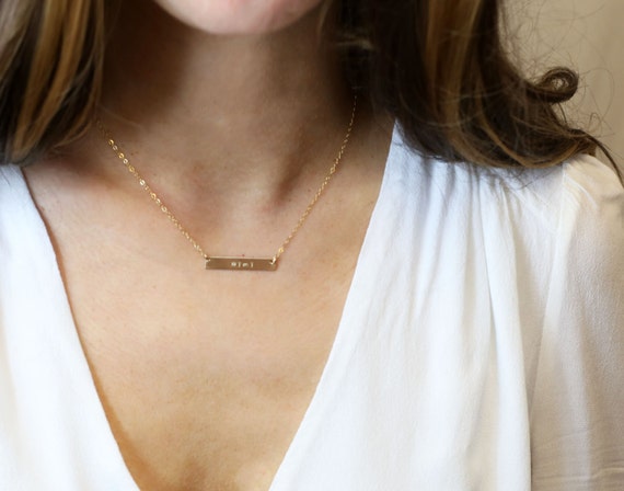 Gold Bar Necklace 32mm x 6mm LC403G Gold Personalized Name Necklace Personalized Pendant Name Plate Necklace Bar Necklace Personalized