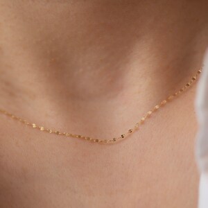 14k Dapped chain necklace | Dainty Glitter Chain Necklace | Sparkle Chain Necklace | Minimalist 14K Gold Chain Necklace