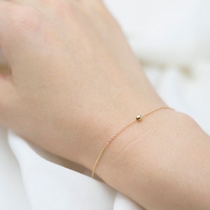 14K Gold Tiny bead Bracelet // Minimalist simple ball bracelet // Jewelry gift for her // 14K Solid by E&E PROJECT Mother&#39;s Day Gift