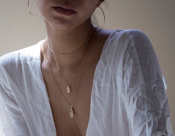 Virgin Mary Necklace . Religious Catholic Necklace . Virgin Mary Oval disc necklace / Pray for Mary Medallion Virgin Religious Pendant Charm